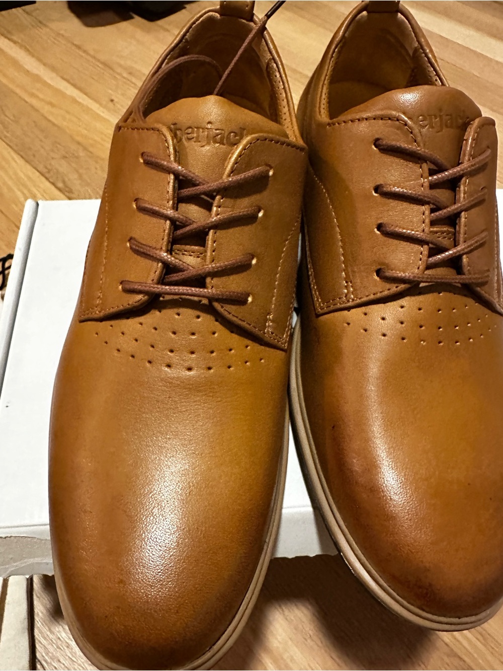 Men's Leather Derby Shoes in Cognac Tan